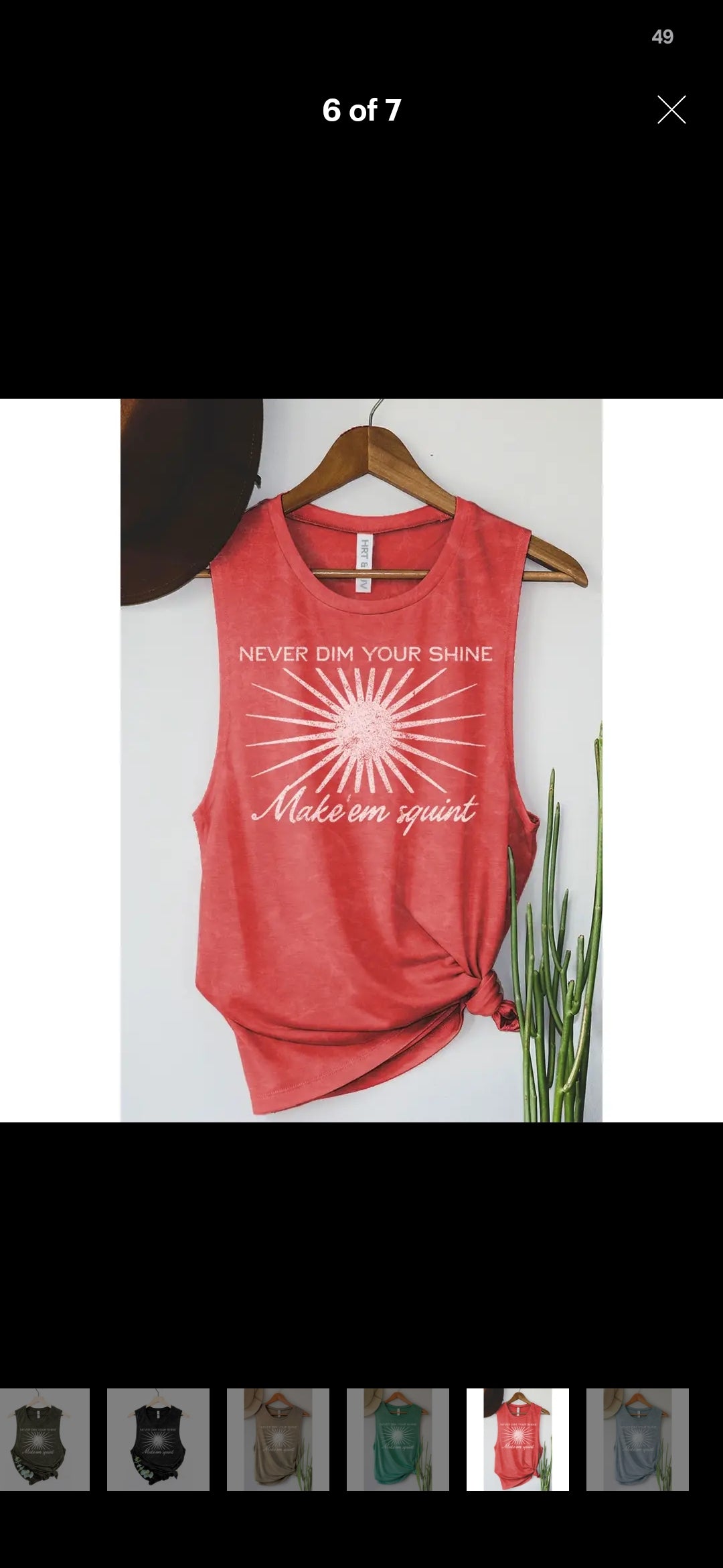 NEVER DIM YOUR SHINE GRAPHIC TANK TOP