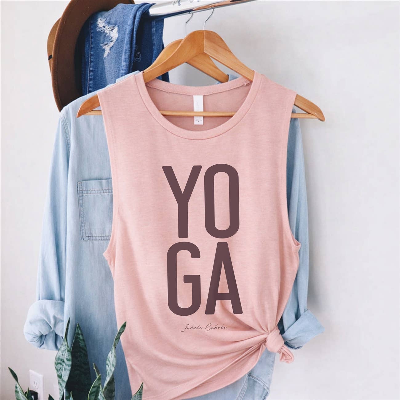 Yoga Inhale Exhale Typography Women's Jersey Tank Top