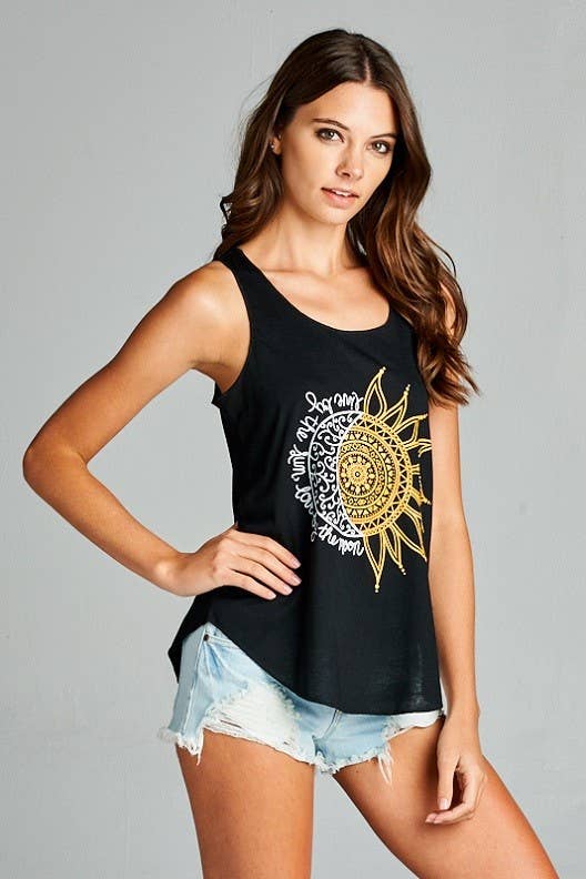 Henna Half Moon & Half Sun Graphic Tanktop