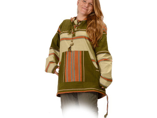 Grateful Dead Bear Hand Embroidered Striped Shyama Hoodie