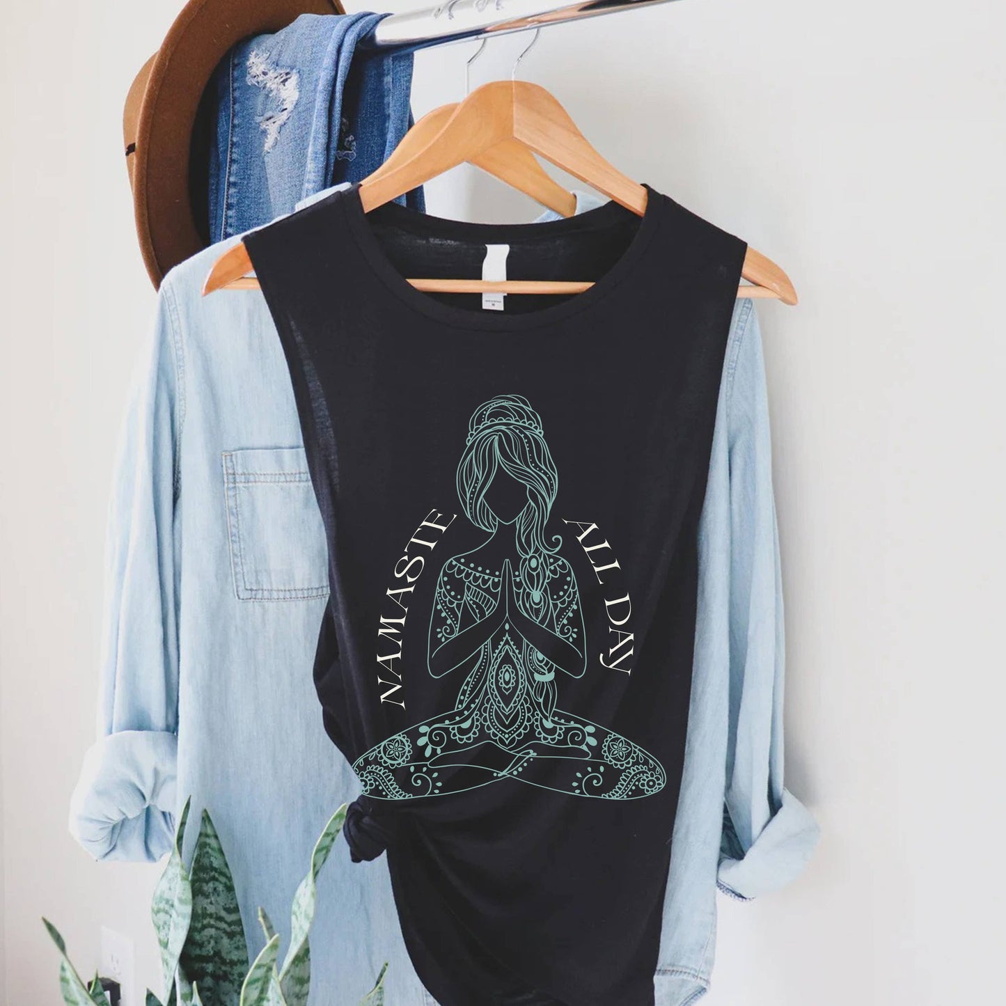 Yoga Namaste All Day Graphic Women's Jersey Tank Top