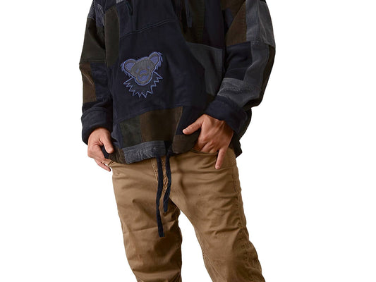 Grateful Dead Dancing Bear Patchwork Corduroy Hoodie