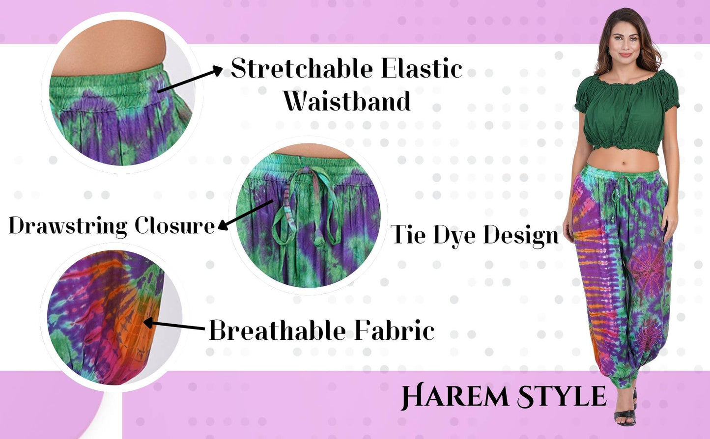 Women Comfy Loose Tie-Dye Pocket Harem Pant Pajama Mix Lot