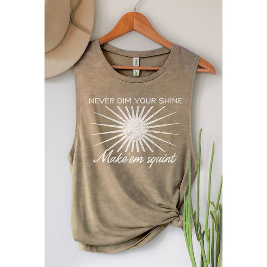 NEVER DIM YOUR SHINE GRAPHIC TANK TOP