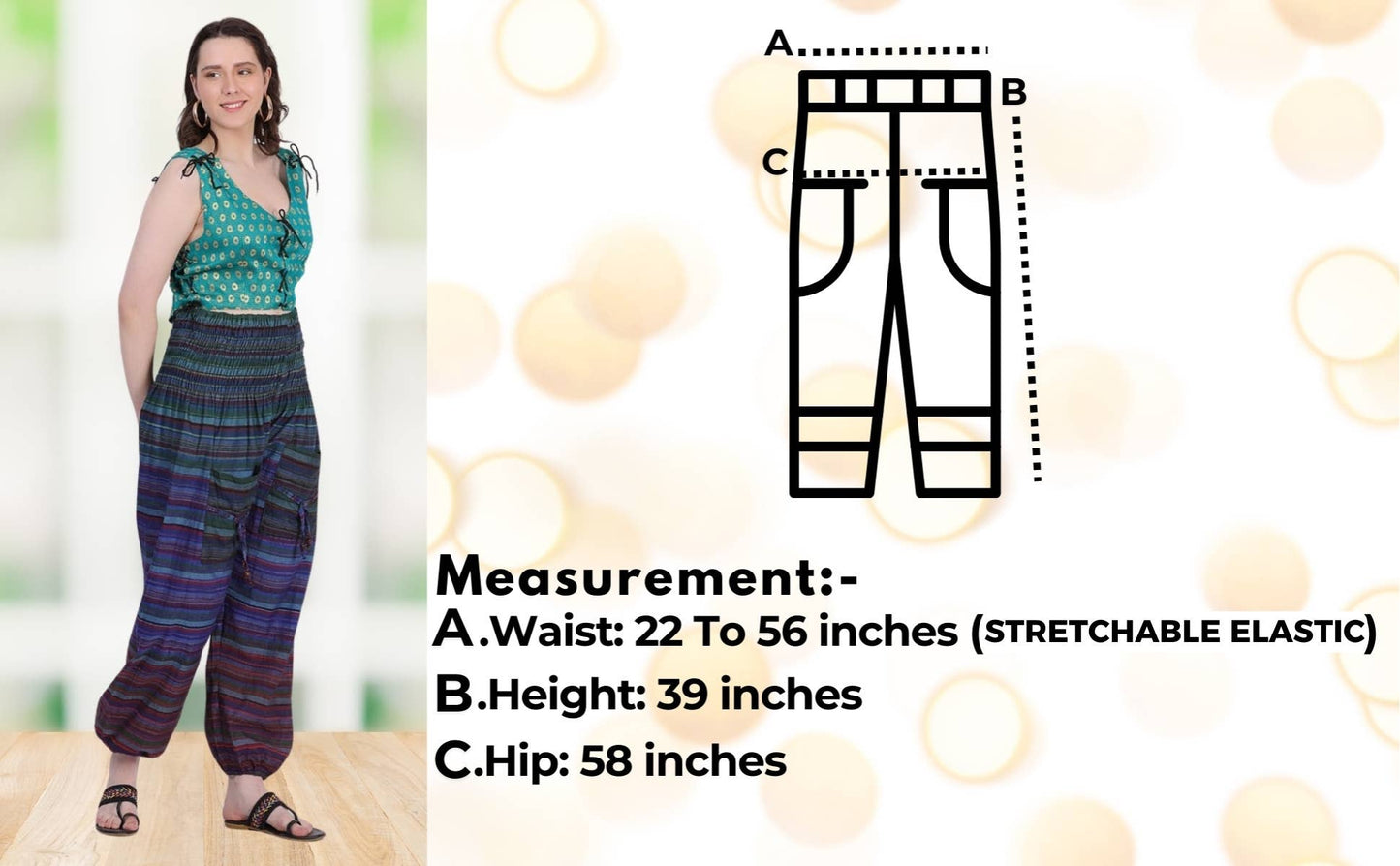 Women’s Multi linings Cotton Elastic Waist Pants with Pocket
