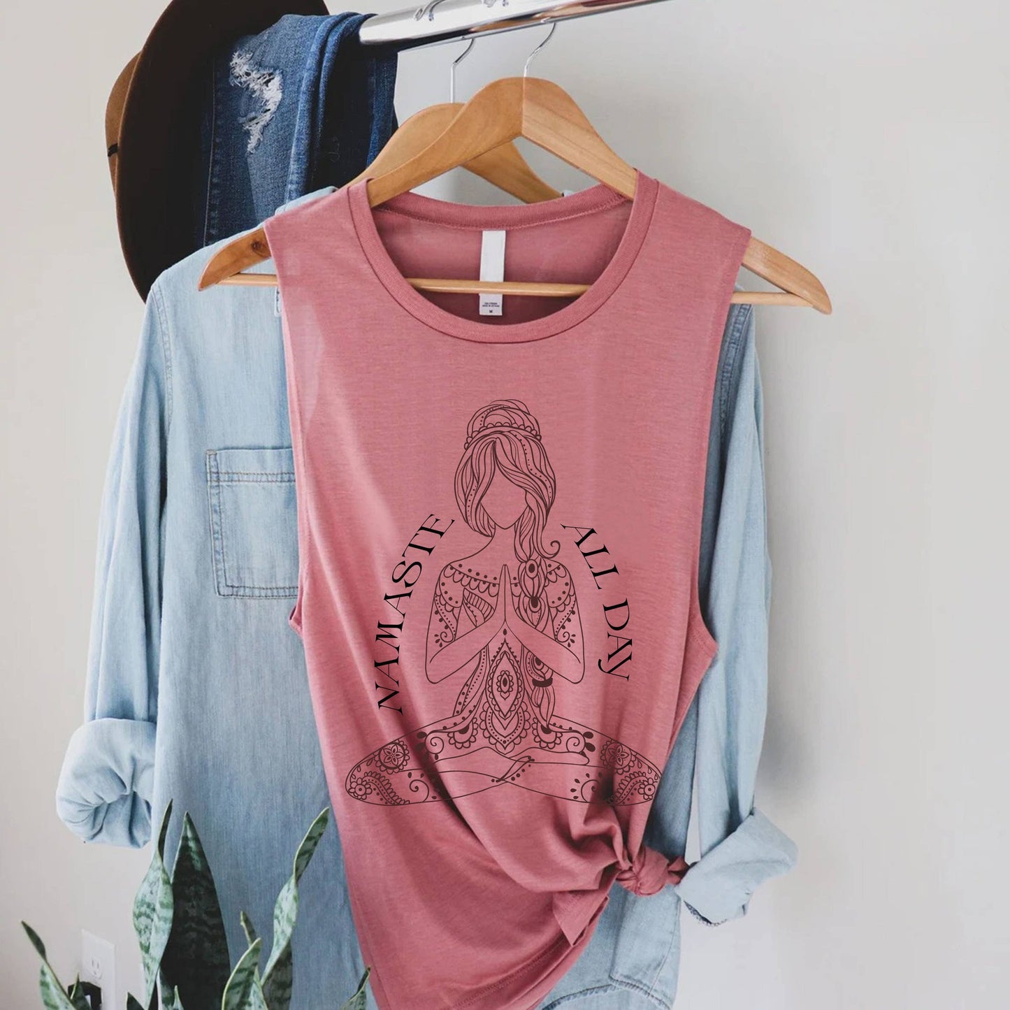 Yoga Namaste All Day Graphic Women's Jersey Tank Top
