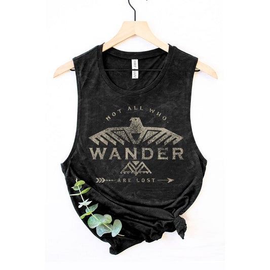 NOT ALL WHO WANDER ARE LOST MINERAL GRAPHIC TANK TOP